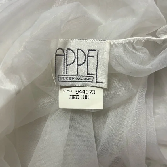 Vintage Appel Nightgown Robe Full Length Set Medium Sheer Beaded Lace White - Picture 9 of 11